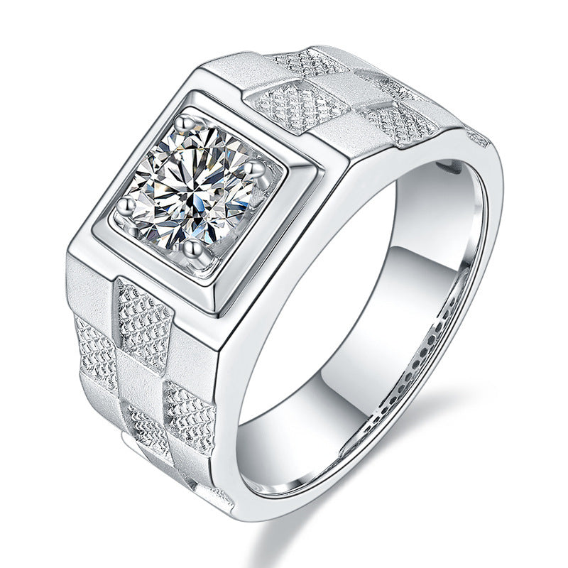 Anillo de Moissanita y Diamante Simple para Hombre