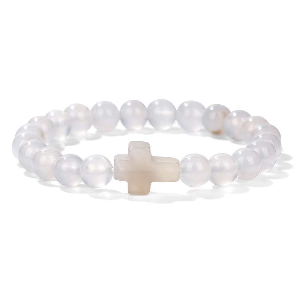 Stone Bead Cross Bracelet Women's Simple Retro