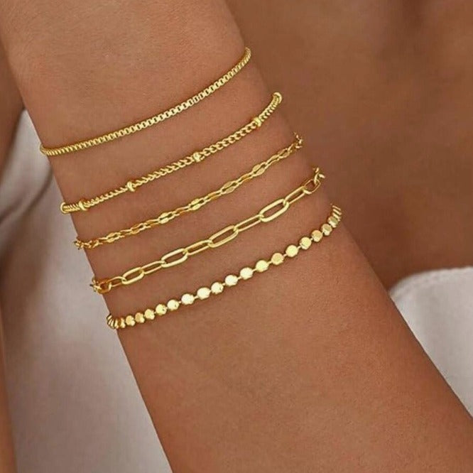 Pulsera Sencilla de Moda con Cadena Fígaro de Metal