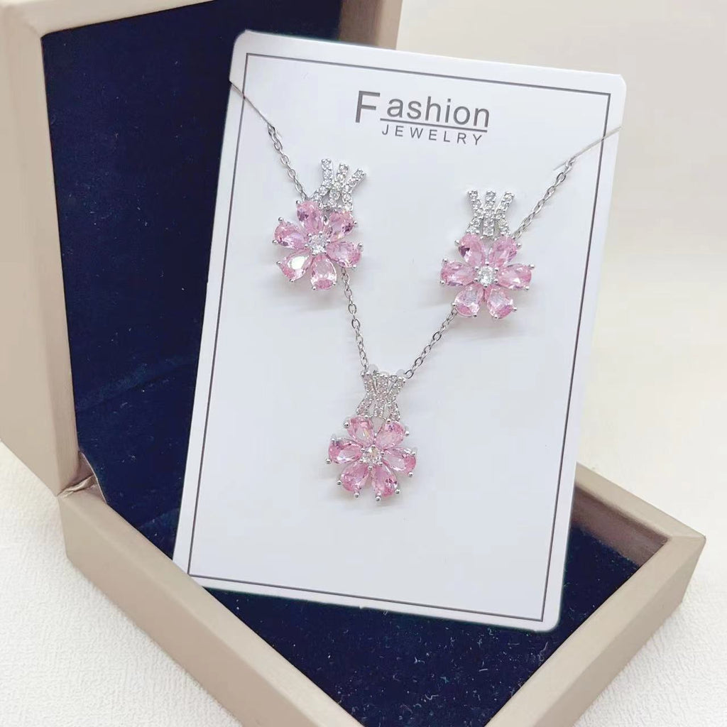Kupfer plattiertes Gold, handintarsiert, rosa Wassertropfen Blume, Mode
