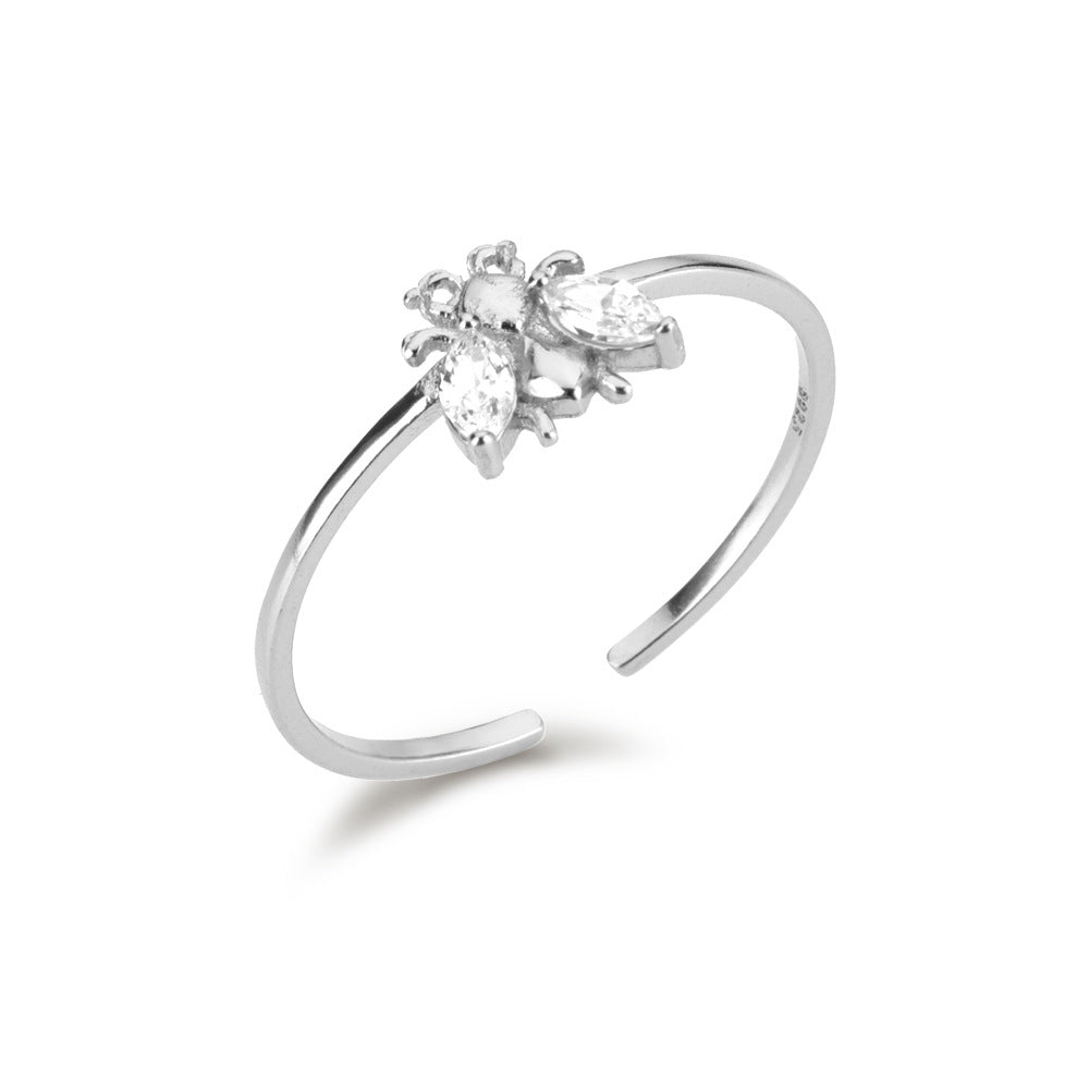 Verstellbarer Bienenstock-Ring aus Sterlingsilber, Lebhafter Mund, Feiner Schmuck