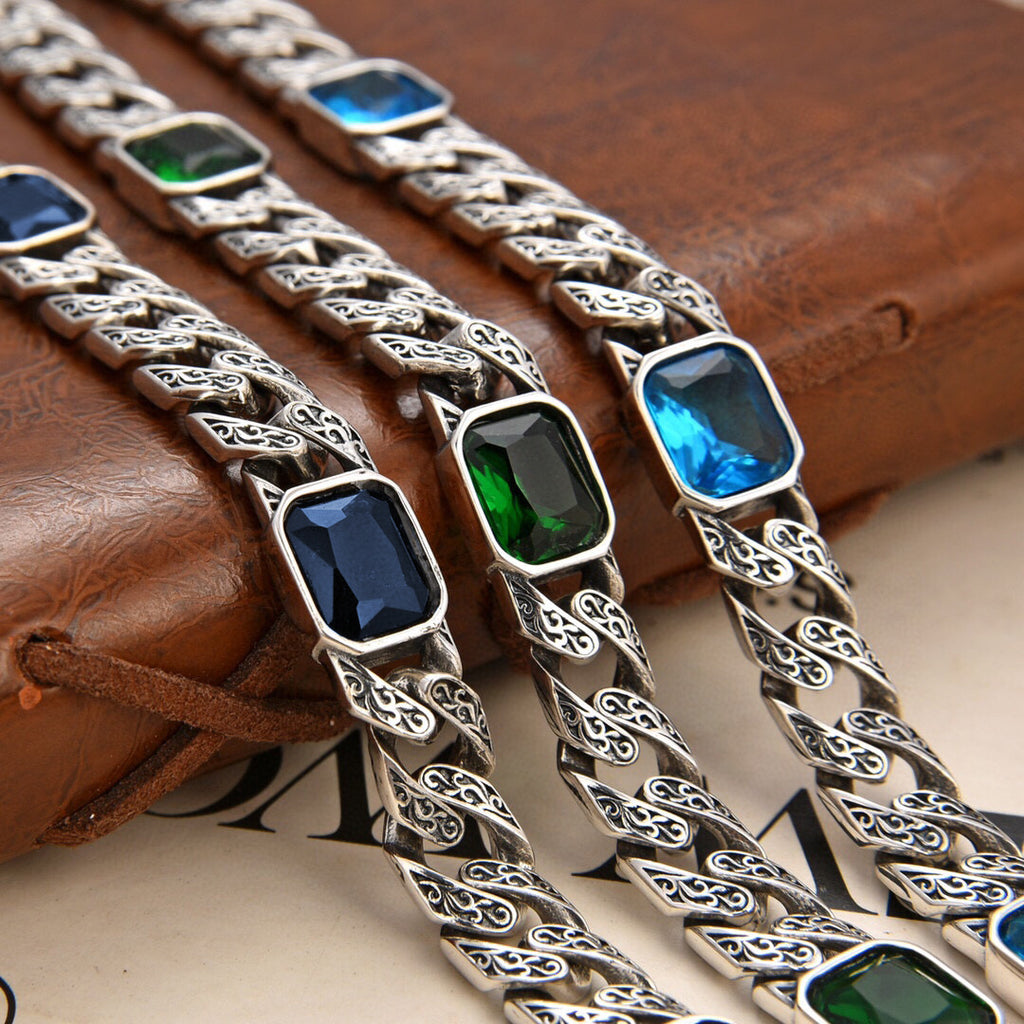 Pulsera de cadena con diseño de Tangcao con incrustaciones de diamante, ancho de 9 mm, para hombre y mujer