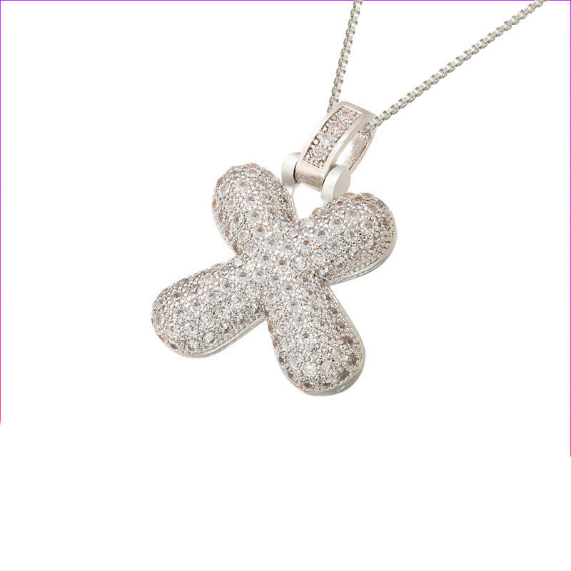 Schlüsselbeinkette Kupfer Mikro-intarsierte Zirkon 26 Buchstaben-Anhänger-Halskette für Frauen Geburtstag Schmuck Geschenke