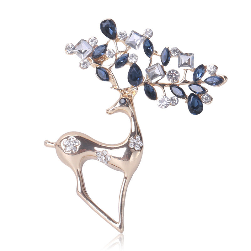 Broche sencillo de aleación con diamantes de imitación y ciervo sika