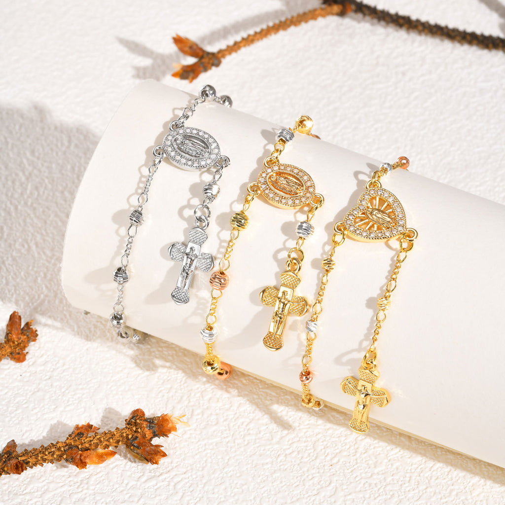 Pearl Oval Lady Cross Bracelet