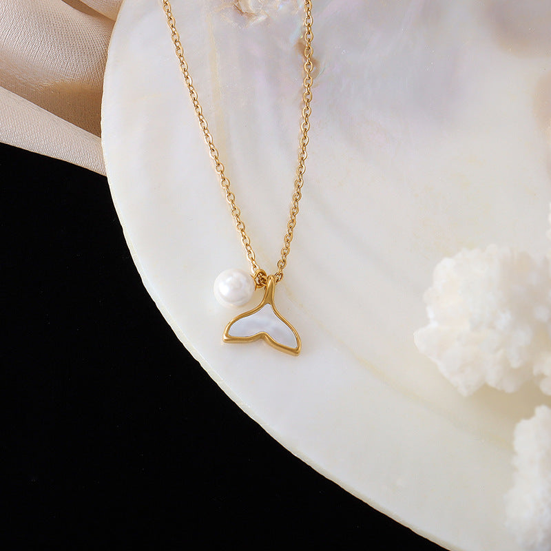 Mode Edle Schmuck Perlen Walflosse Cameo Muschel Charms Kette Halsreifen Anhänger Für Frauen