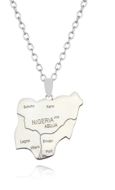 Edelstahl-Anhänger Nigeria-Karte
