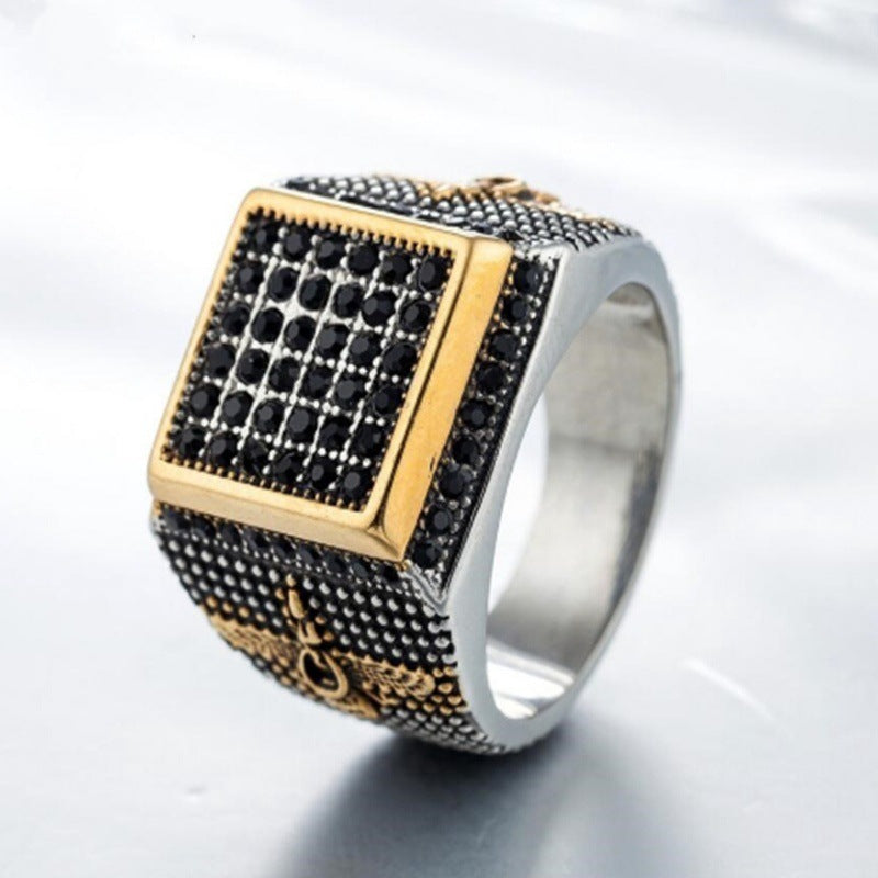 Anillo de joyería de acero de titanio retro personalizado para hombre