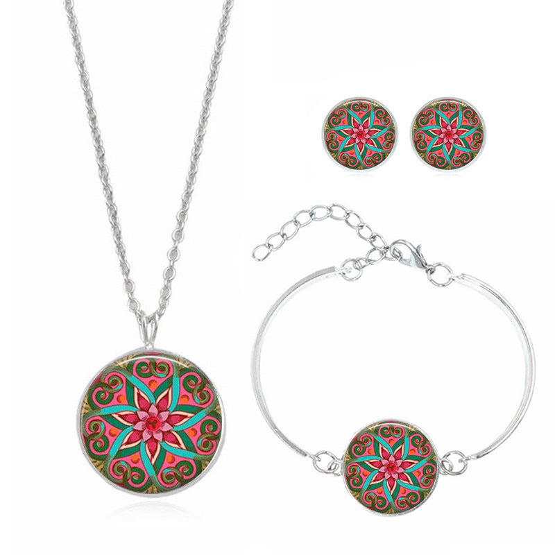 Mandala-Blumen-Zeit-Edelsteinkette