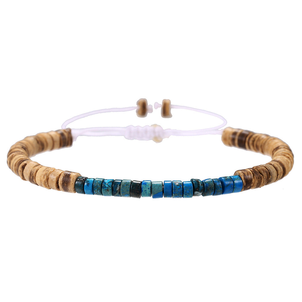 Simple Turquoise Wooden Bead Bracelet