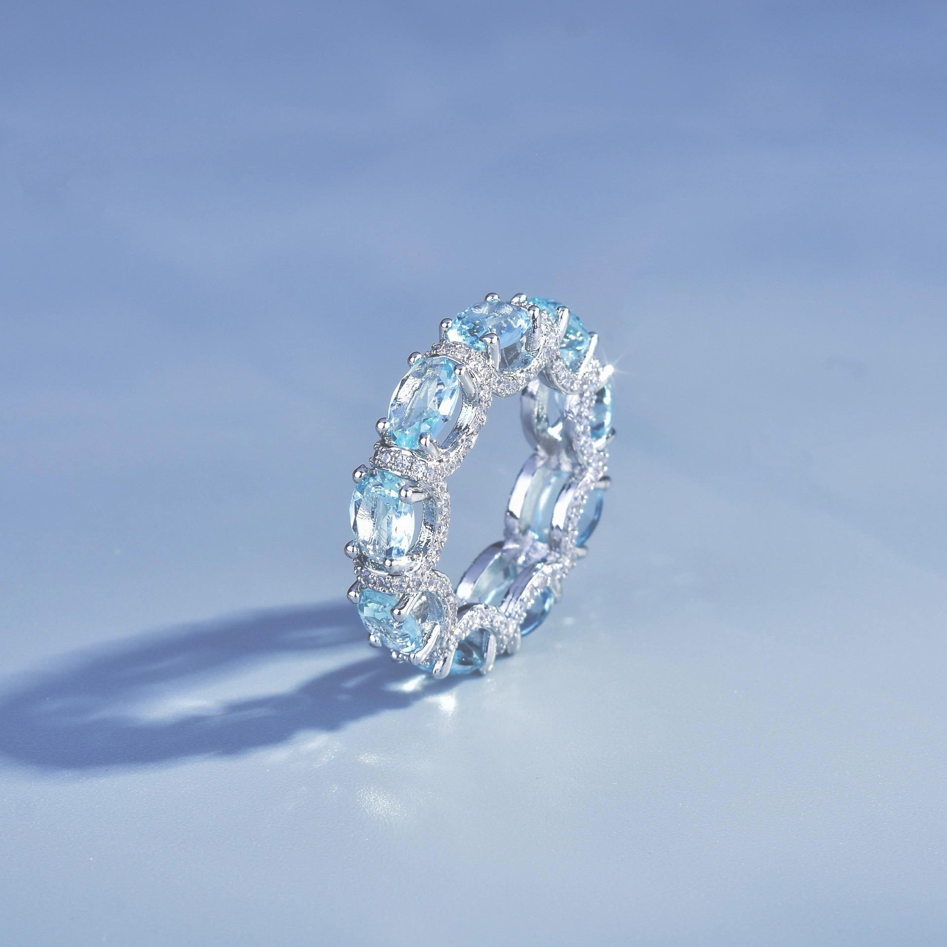 Galaxie Prinzessin Spitze Spitze Aquamarin Armband Farbe Schatz Ring