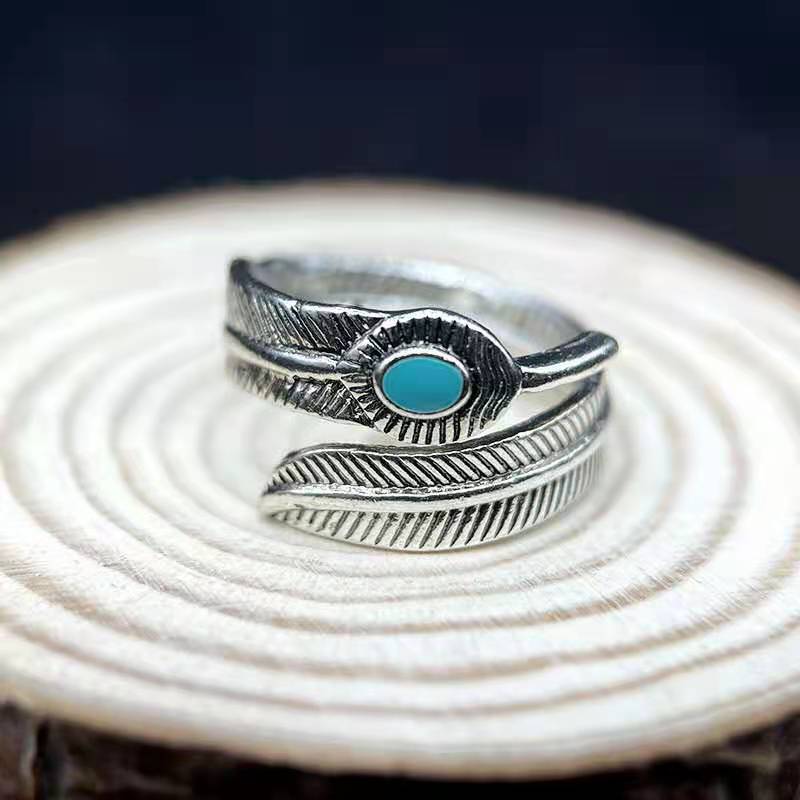 Feder Herren- und Damenring Schmuck Blattring