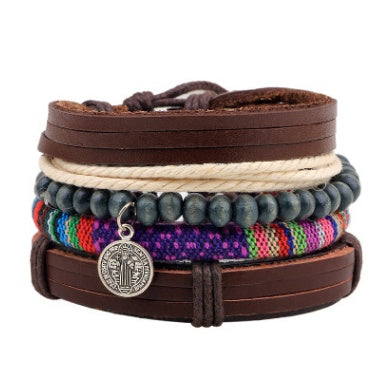Pulseras y brazaletes de cuero con cuentas de moda