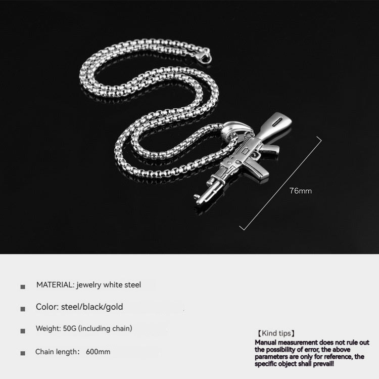 Herren AK47 Titanstahl Street Hip-Hop Dominante Edelstahl-Gewehrkette
