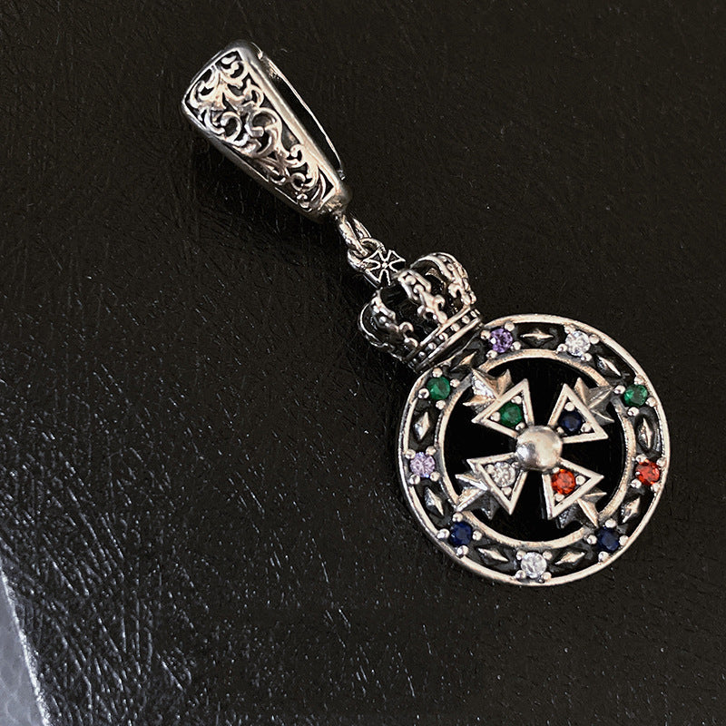 Antiker Meeresjungfrauen-Anhänger mit blauem Zirkon aus Sterlingsilber
