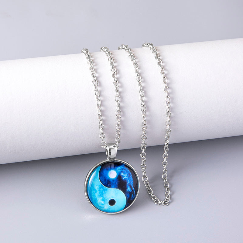 Tai Chi Yin Yang Drachen-Glas-Halsketten für Herren