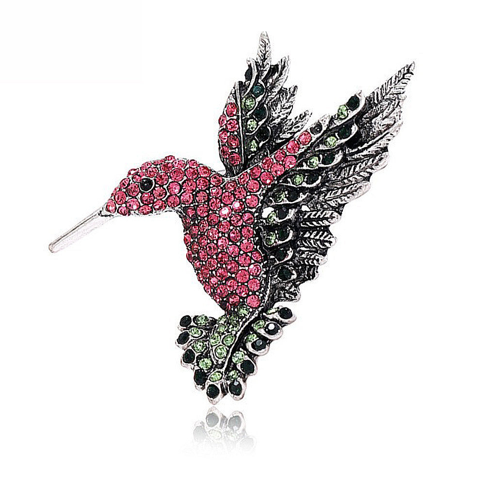 Brosche im neuen Retro-Stil aus Legierung mit Kolibri-Motiv
