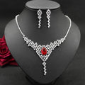 Mode Kristall Diamant Halskette und Ohrring Zweiteiliges Set Weibliche Elegante Schlüsselbeinkette