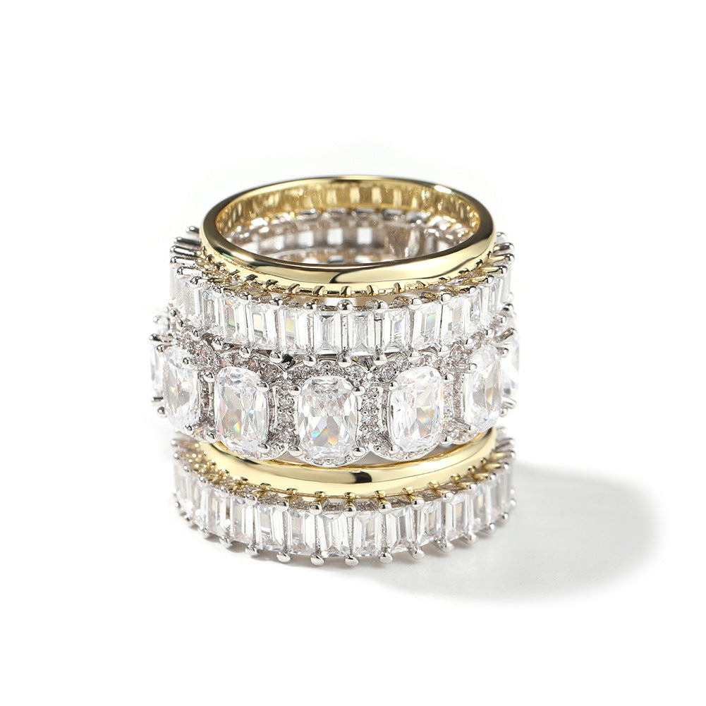 Herrenring-Set Diamantbesetzt 5-teiliges Ring-Set