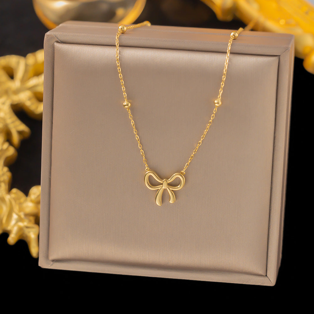 Collar de acero titanio con lazo y cielo estrellado para mujer