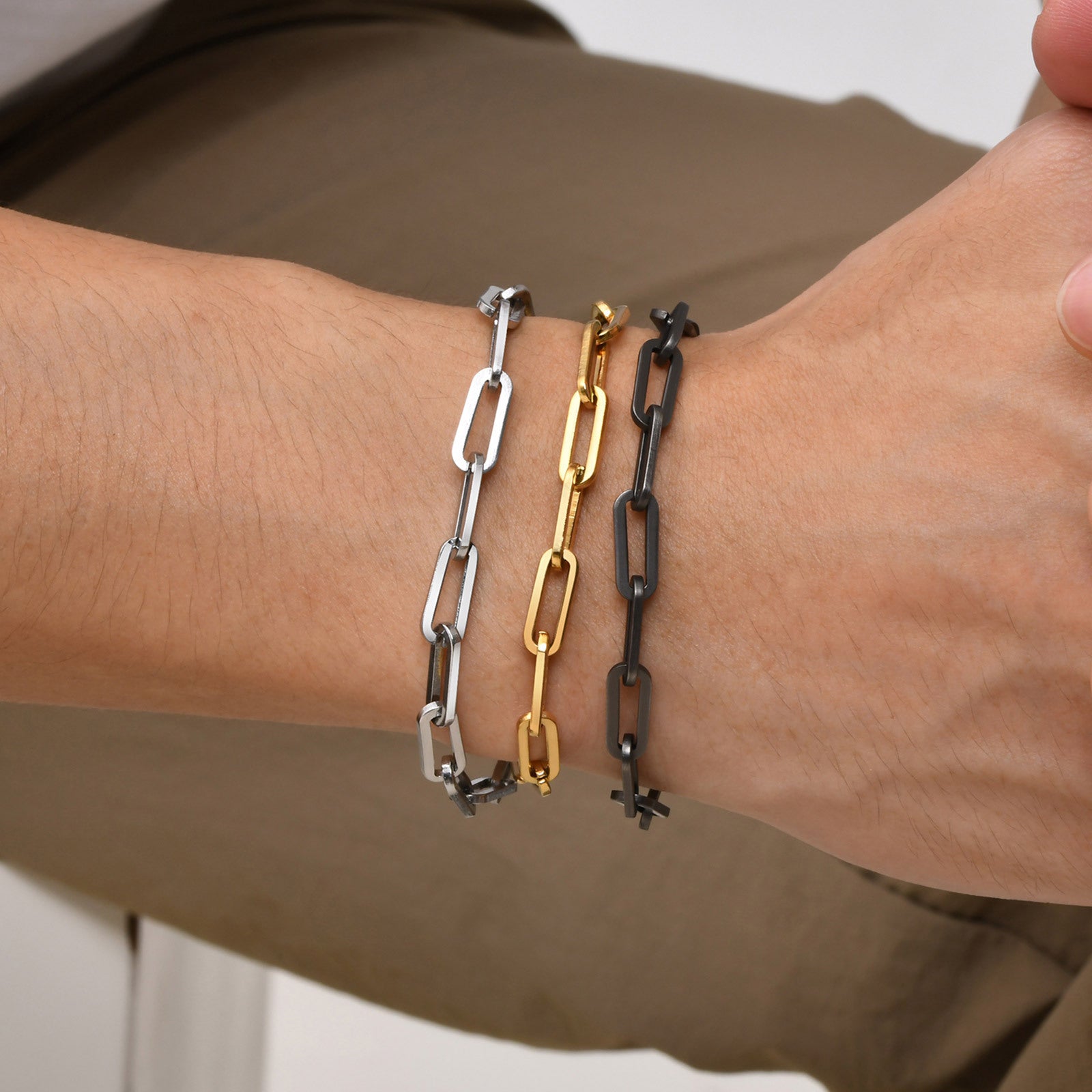 Fashion Square Buckle Thick Simple Bracelet