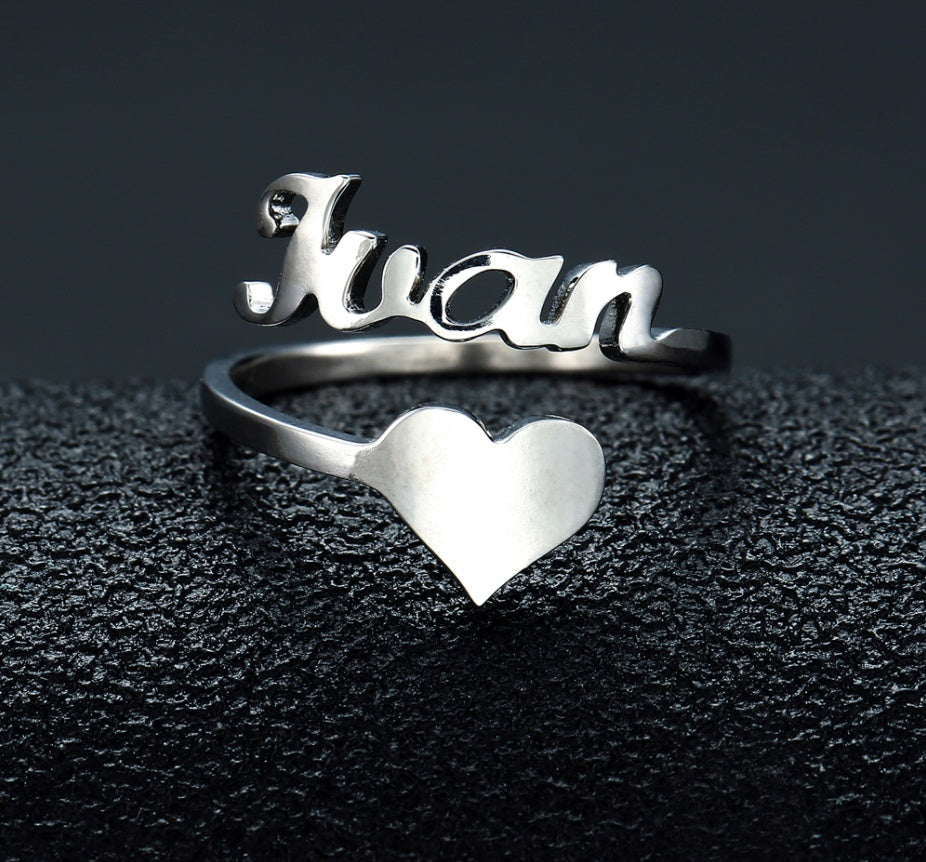 Customized Name Men Women Ring Personalized Love Heart Fashion Stainless Steel Rings Jewelry Valentine's Day Gifts