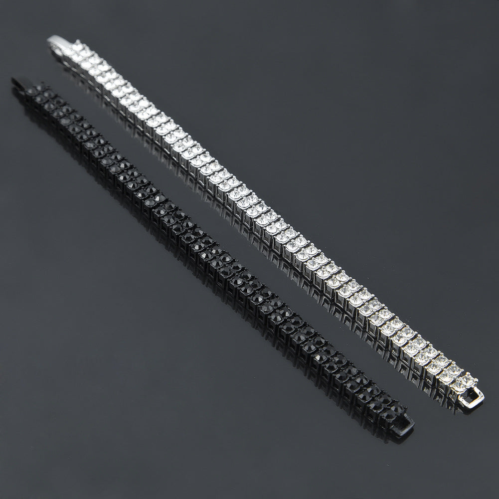 Europa und Amerika Hip Hop Hot 2 Reihen Armband Herren Strass Armband Bling Bling grenzüberschreitende Lieferung NB02