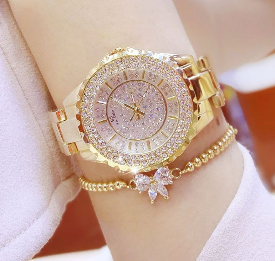 Nuevo y deslumbrante reloj de pulsera de mujer con esfera de estrellas, automático, no mecánico, moderno para estudiantes, resistente al agua.