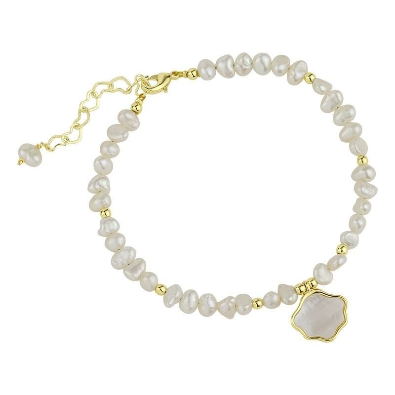 Collar y pulsera de perlas cultivadas de agua dulce con concha de nácar para mujer