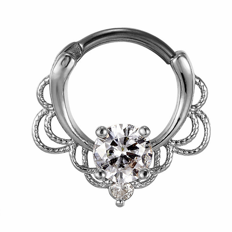 Anillo de nariz de ópalo de acero inoxidable