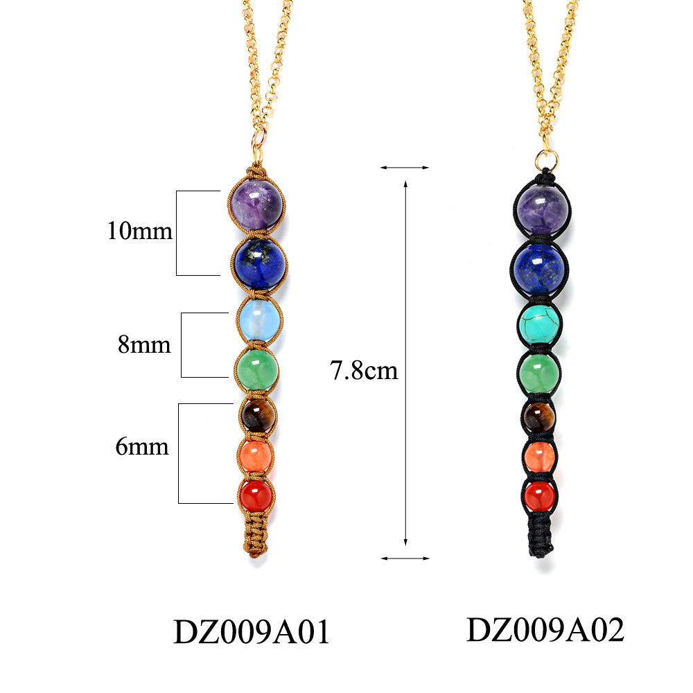 Sieben-Chakra-Pendelkette, natürliche Amethyst-Kegelkette, Persönlichkeitsschmuck