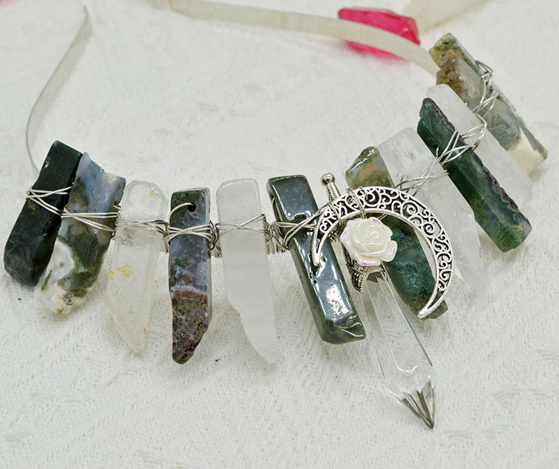 Natürliche Kristall-Säule, handgefertigte Kronen-Haaraccessoires