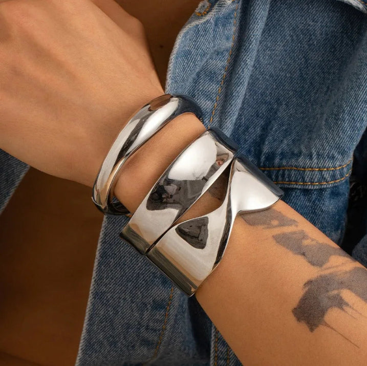 Metal Bracelet Men's Hip Hop Fashion Personality Bright Opening Irregular
