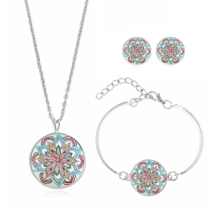 Mandala-Blumen-Zeit-Edelsteinkette