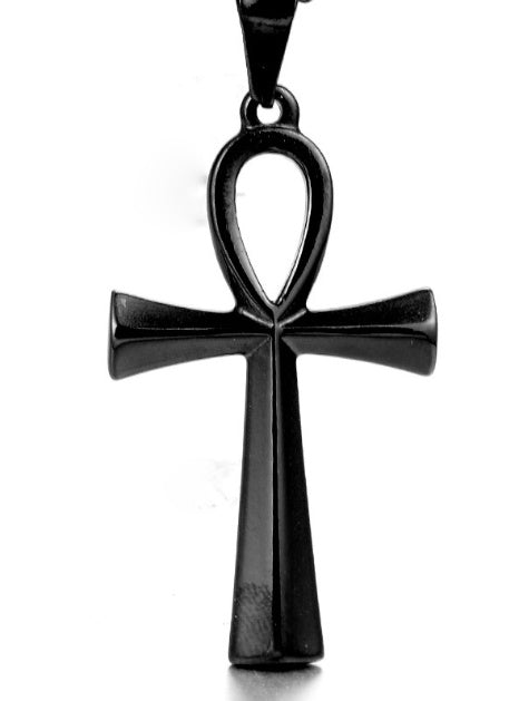 Grenzüberschreitender E-Commerce-Warenursprung, europäische und amerikanische glänzende Edelstahl-altägyptische Kreuz-Männerhalskette Amulett Anhänger