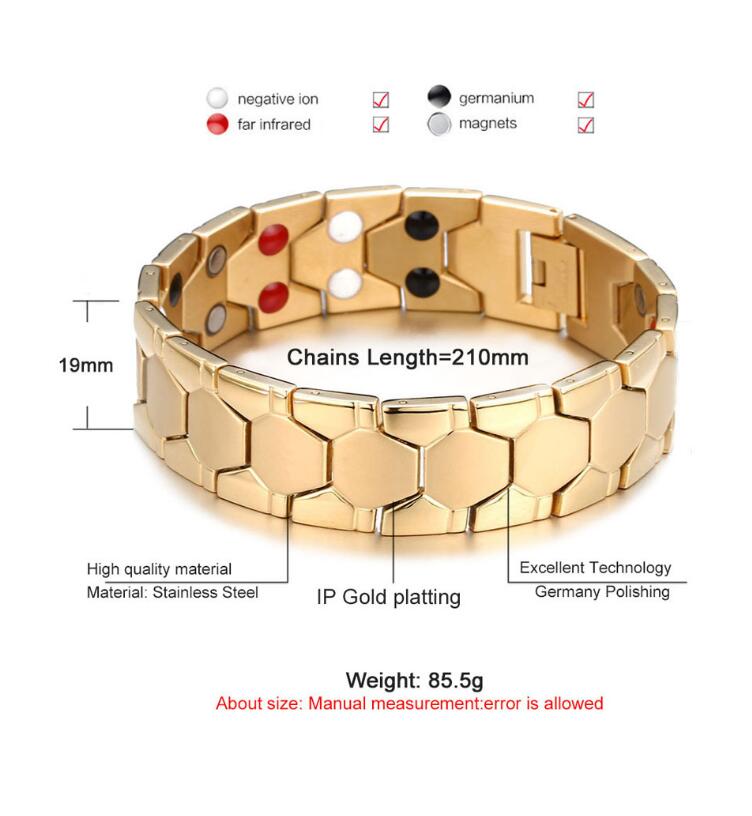 Pulsera de titanio magnética 4 en 1 de bioenergía para hombre, pulsera retorcida magnética saludable para la artritis