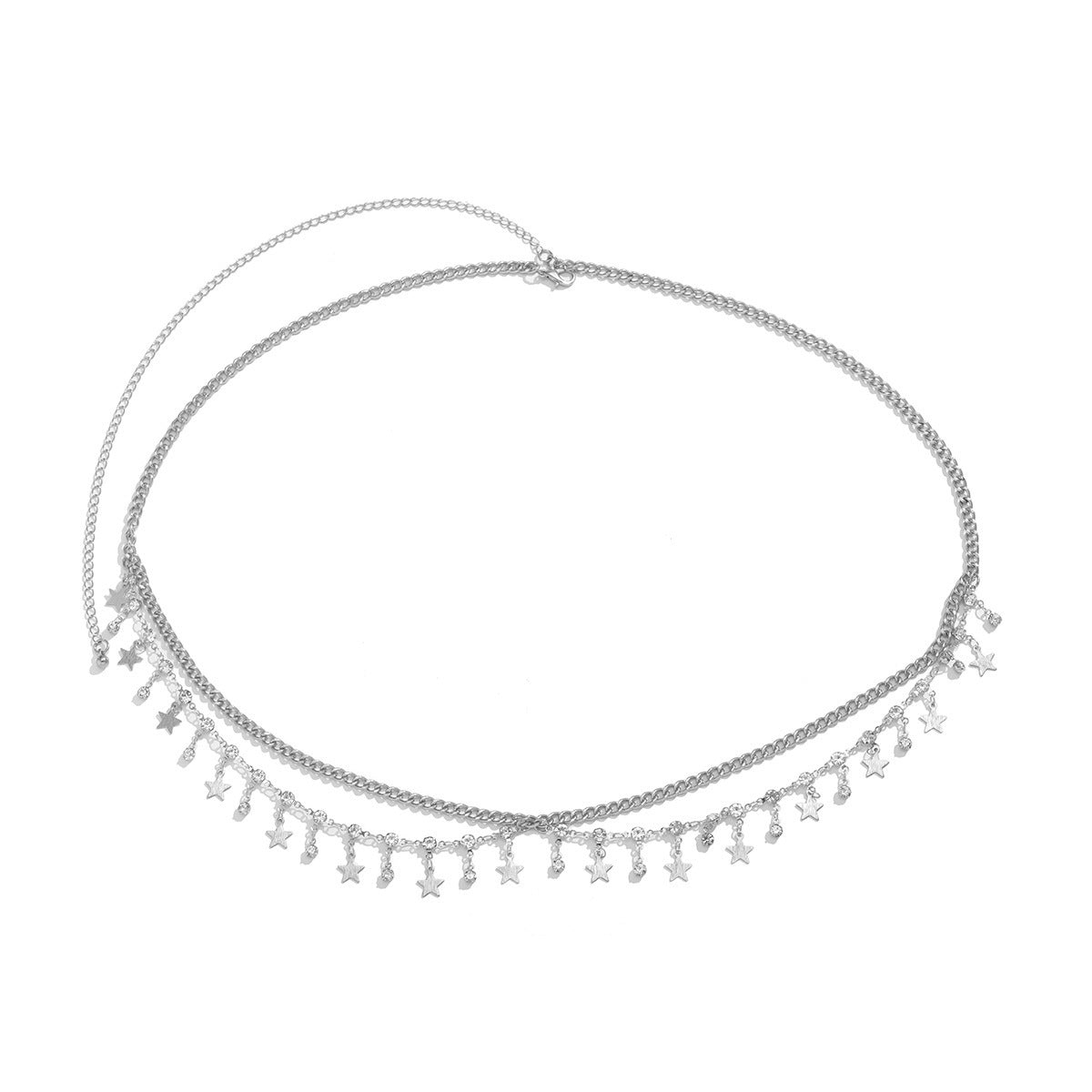 Bikini con diamantes de imitación, cadenas de cintura, cadenas corporales multicapa, borlas de metal de mariposa, cadena de cintura