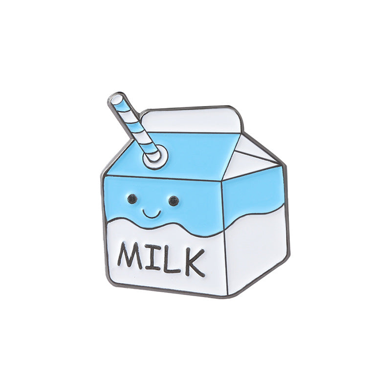 Broche de metal con diseño de leche, pizza, café, comida y juguetes, muy solicitado