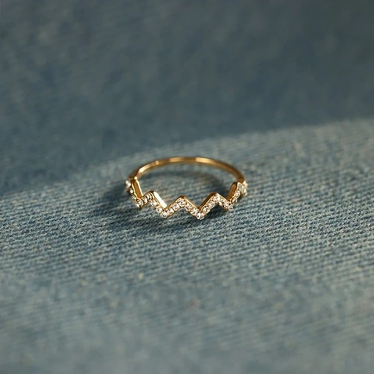 Wellenmuster Zirkon eingelegter Ring Verstellbarer Öffnungsring Wellenmuster Ring An meine Tochter Höhen und Tiefen Ring Wellenförmiger Zickzack-Ring Geschenk