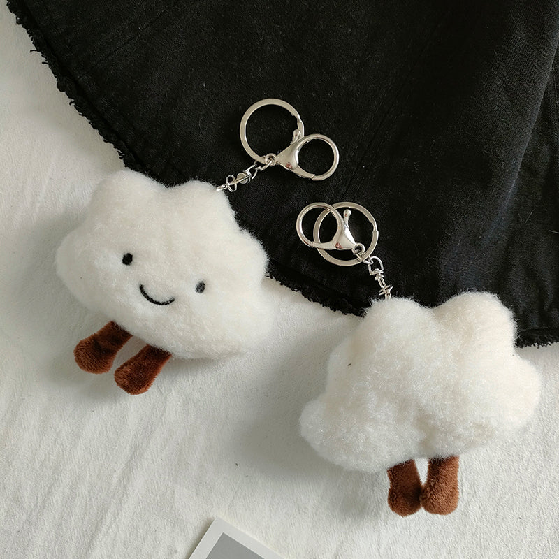 Lindo llavero de pareja con colgante de nube blanca de peluche