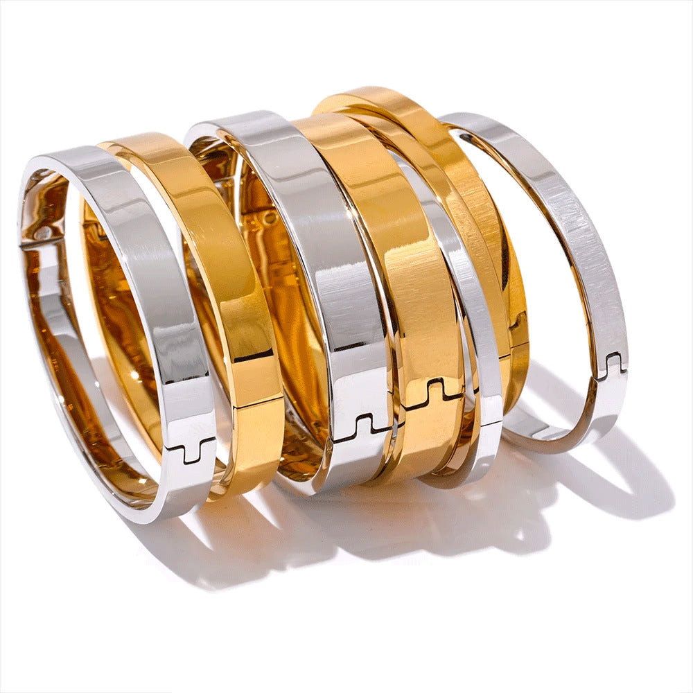 Simple Elegant Stainless Steel Vacuum 18K Gold Bracelet