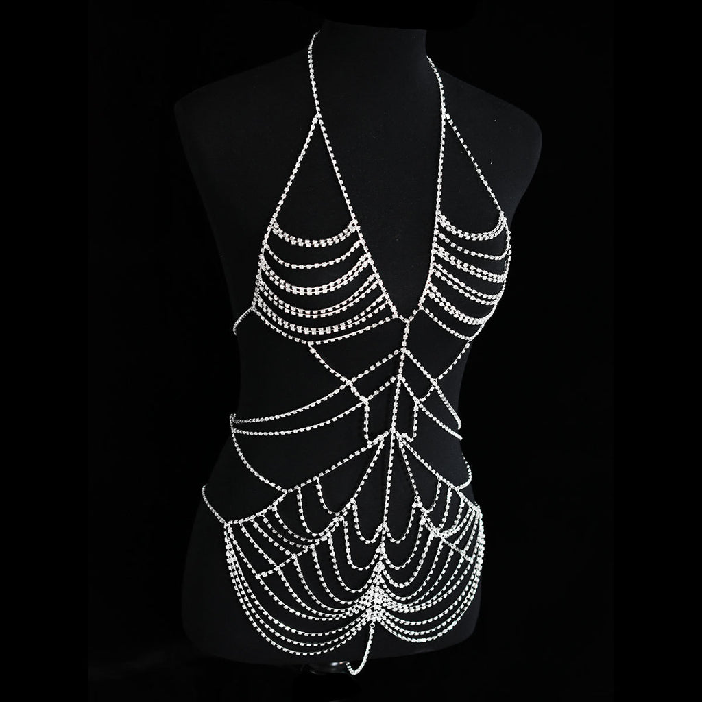 Damen mehrlagige Strasskleid-Körperkette