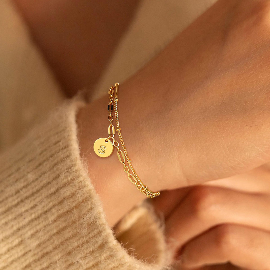 Versatile Simple Vintage Cross Round Letter Stainless Steel Bracelet