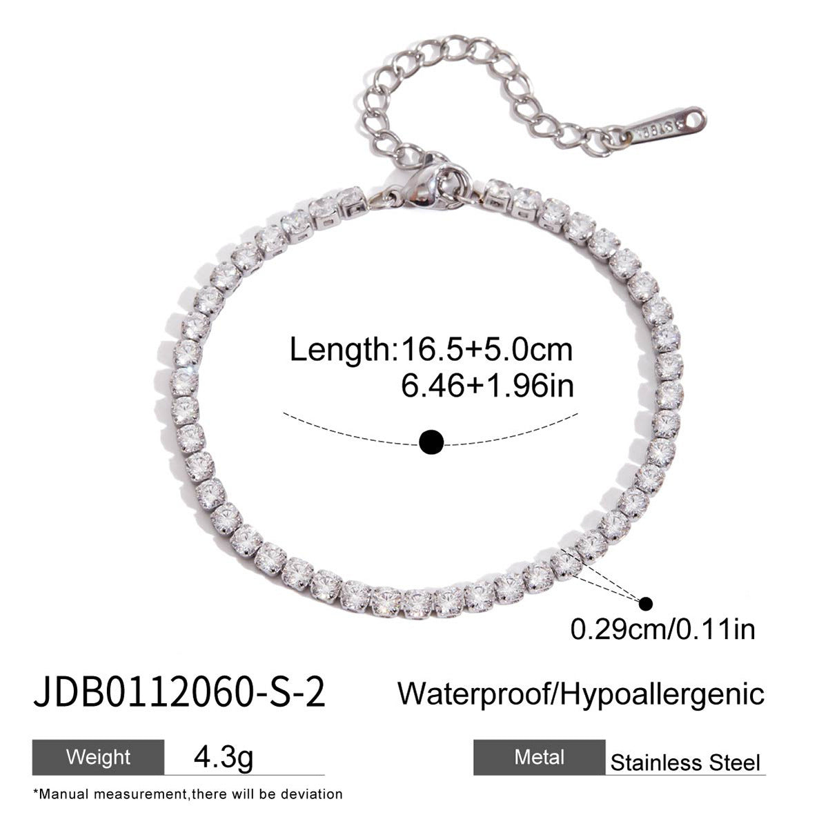 Stainless Steel Zircon Bracelet With A Light-luxury, High-end Feel