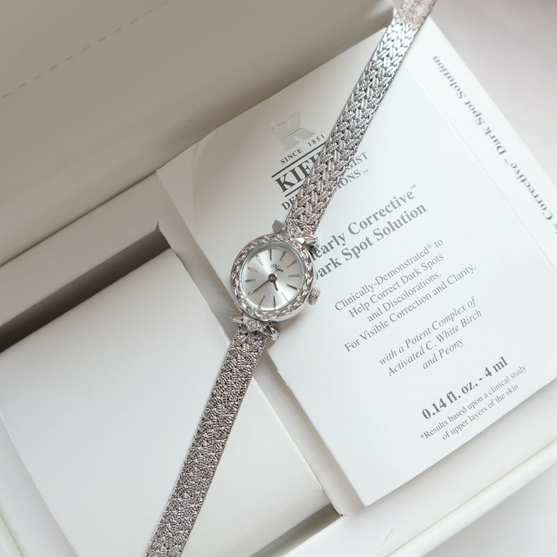Reloj de mujer pequeño Simple Retro, de interés especial, de lujo ligero, dorado