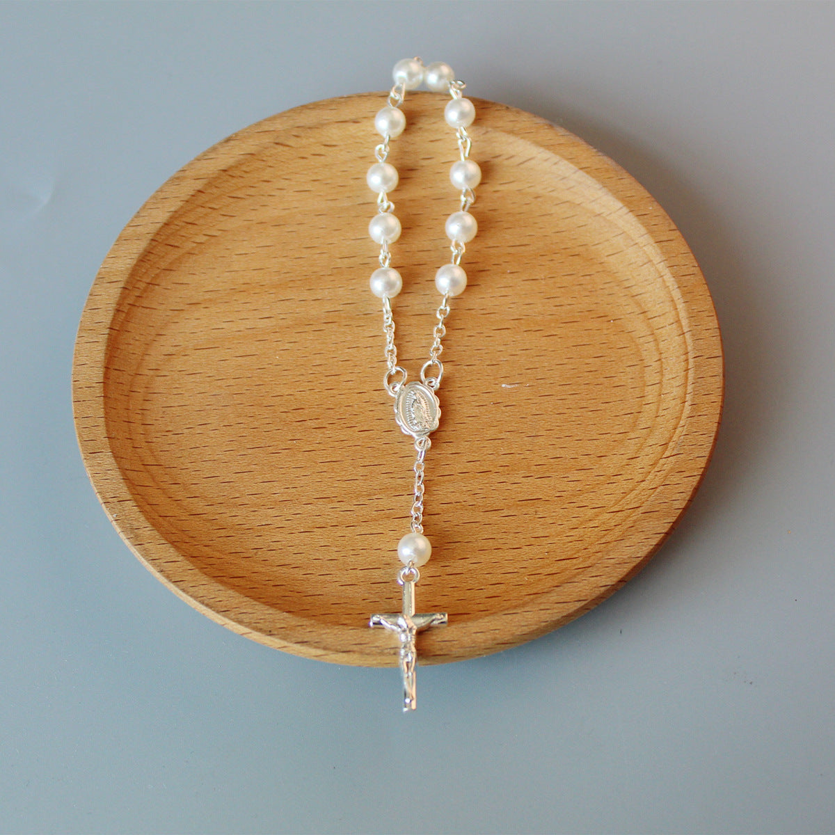 Cuentas Perlas Cruz Luna Llena Pulsera de Bendición Joyería de Moda