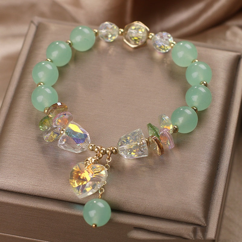 Pulsera de cristal de aguamarina para mujer, moda de lujo asequible