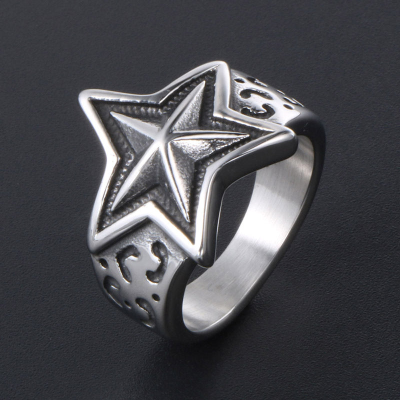 Edelstahlring Herren und Damen Stern-Schmuck