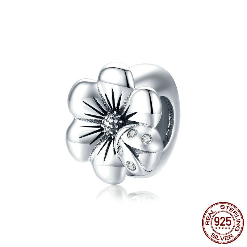 S925 Silber Blume Silikon Positionierungs-Spacerperlen Temperament Mädchen DIY All-Match Schmuckzubehör