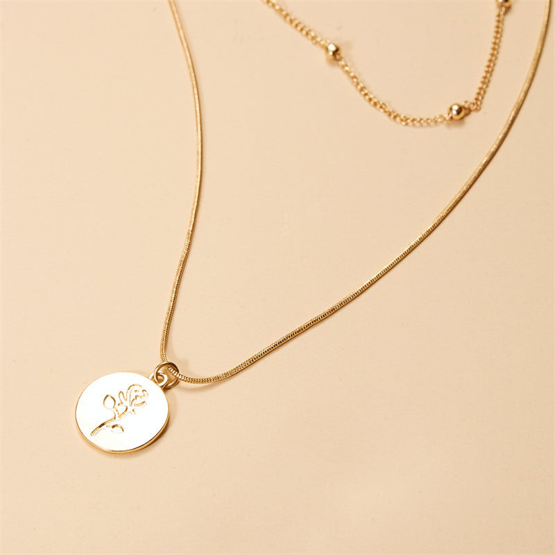 Damen mehrlagige Halskette, schlicht, Rosen-Marke, vielseitiger Schmuck